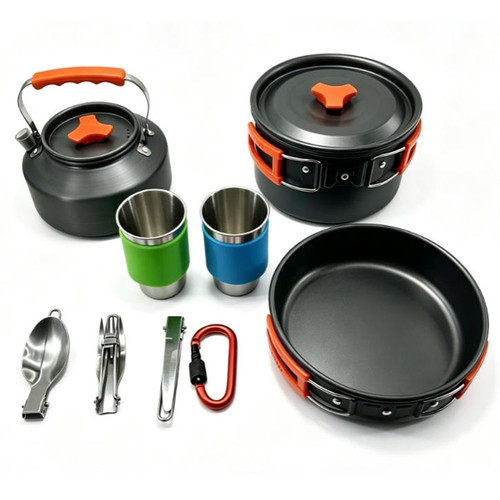 Camping cookware set pot pan - camping,