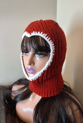 Red knit wool blend balaclava - wool,