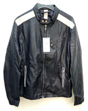 Zara Mens Black Faux Leather Jacket Size XL XXL Ref 3548 452 RRP £69.99