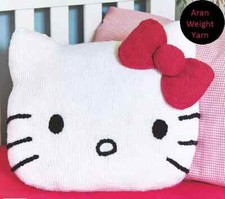 0179 Knitting Kids Kitty Cat Pillow Cushion 37x34cm Aran - Vintage Pattern Copy