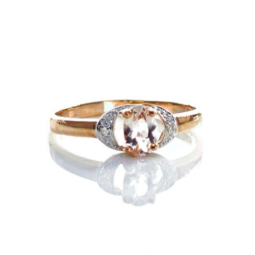 9ct morganite diamond ring - morganite,