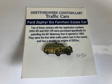 Hertfordshire Police Traffic Cars badge Ford Zephyr Farnham Estate Pin Badge