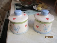 Price & Kensington  Ceramic Storage Jars x 2  Chicken And Hearts design