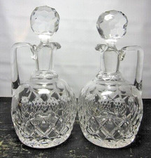 Pair of Small Decanters Antique/Vintage V G Quality, One Cracked, No Chips.