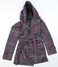 Urban Diva Womens Grey Check Overcoat Coat Size M