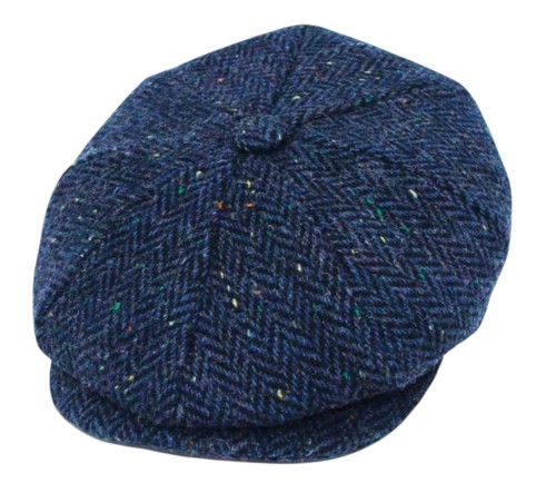 Navy polka herringbone tweed - polka,