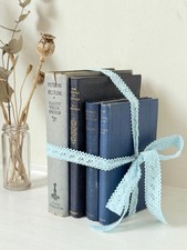 Vintage Navy Decorative Book Bundle with Pale Blue Lace Ribbon
