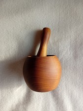 Wooden Mortar and Pestle with