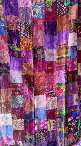 Vintage silk patchwork kantha - vintage,