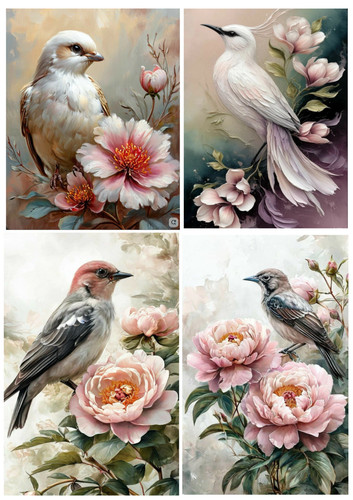 Vintage style flowers birds - vintage,
