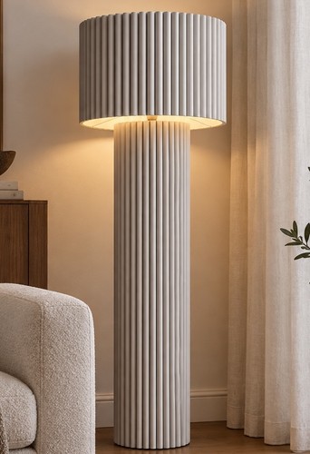 Grey large floor lamp - floor, ribbed
