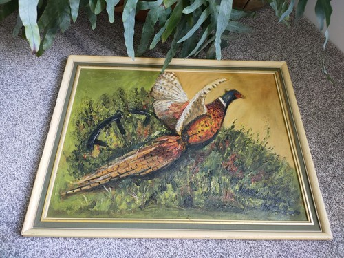 Vintage oil board pheasant - board,