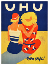 Genuine Original German 1920s Art Deco UHU Magazine Advertising Poster New Issue