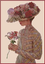 Victorian Lady w/Flowers on