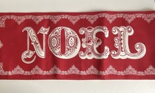 M&S CHRISTMAS 'NOEL' TABLE RUNNER RED & WHITE 100% COTTON *USED ONCE* *FESTIVE*
