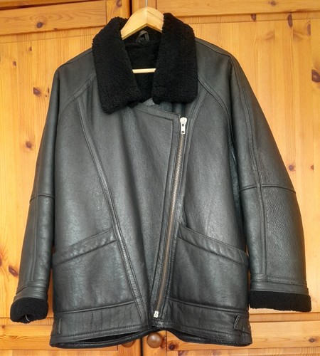 Black leather sheepskin - black,