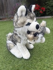 SIBERIAN HUSKY DOG And Baby Puppy Soft Plush Toy