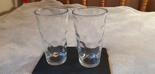 Set of 2 Clear Drinking Glasses 400ml Textured Bubble Design 15cm Tall