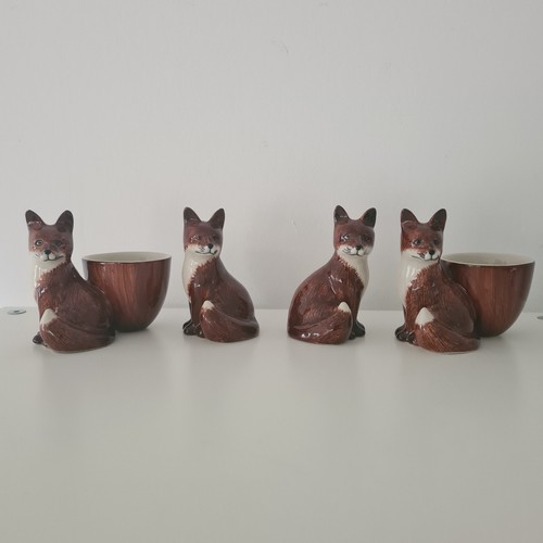 Pair quail ceramic fox egg - pair,