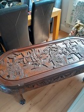 Antique Chinese Carved Low Table Wooden Oriental Coffee Tea side Table Vintage