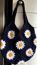 Daisy Hand Crochet Tote Bag