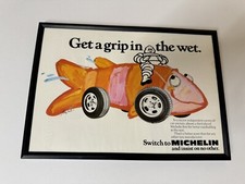 Framed Original 1982 Michelin Tyres Magazine Advert Poster Man Cave Wall Art