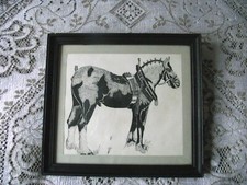 Vtg Framed Glazed Pen & Ink