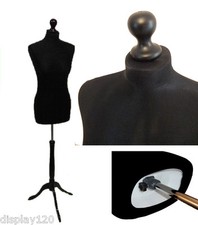 Size 10/12 BLACK Female Dressmakers Dummy Dressmaking MANNEQUIN Tailors Bust