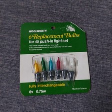 Woolworths Push In Replacement Christmas Lights 6V bulbs 0.75w Coloured + Fuse