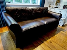 M&S Large Abbey Brown Leather 3-Seater Sofa