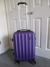 Kono - Purple Hard Shell, Cabin Size, 4 Wheel, Telescopic Handle Suitcase