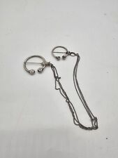 Antique Penannular Kilt Pin Brooch Double Chain Scottish Silver Victorian