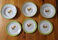 Waterside Fine China Tea Plates and Bowles, Rooster Chicken Design 3 of Each