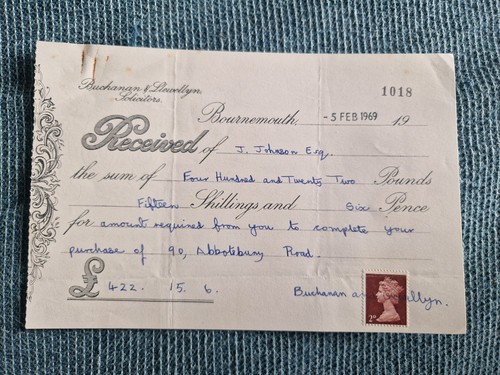 Vintage solicitor receipt - solicitor's,
