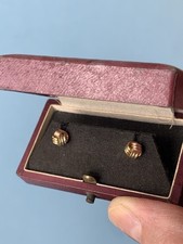 Vintage 9ct Solid Gold 375 Tri Colour Gold Knot Stud Earrings (g)