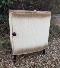 Retro, vintage, bedside cabinet, Lloyd Loom style, dansette legs