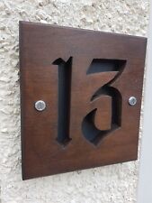 CUSTOM HOUSE NUMBER RECLAIMED HARDWOOD & WELSH SLATE DOOR NUMBER PLAQUE SIGN
