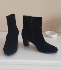 Gabor Black Suede Ankle Boots with Sparkle Trim Size 5.5