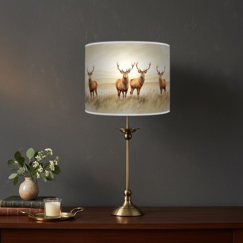 52cm antique brass table - table, lamp