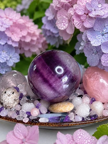 Purple frosty fluorite sphere - purple,