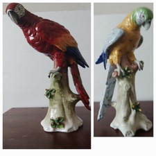 Superb Pair of Sitzendorf Macaw Parrot Figurines – 23cm height
