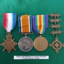 WW1 1914 Star medal trio Sgt Coldstream Gds, Guards M G Bn, St John Amb & Police