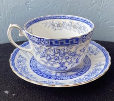 Stunning Blue Rhapsody Gladstone Bone China Cup & Saucer Blue, White & Gold Edge