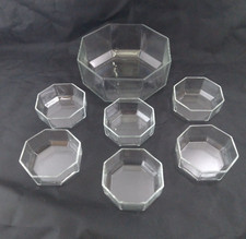 Vintage Arcoroc Octime Octangonal Clear Glass Bowl Set Full Set and Box