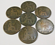 1860's -1870's Lot of 7 Young Head Queen Victoria One Pennies (