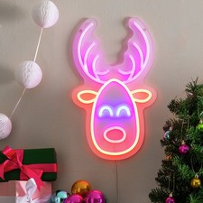 Habitat Neon Effect Rudolf Reindeer Shaped Christmas Lights Wall Decoration