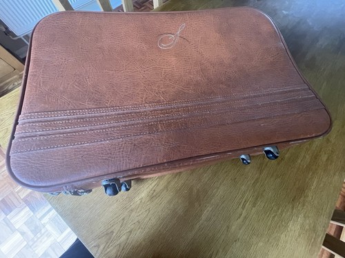 1970s 80s tan suitcase - 1970s/80s, vintage