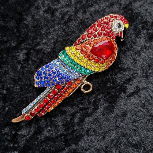 Large rhinestone parrot - parrot, brooch