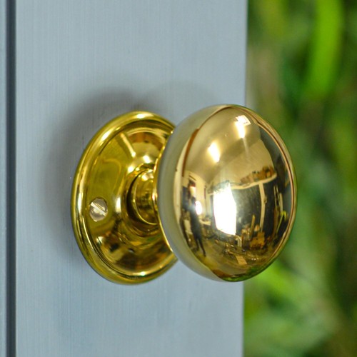 Large polished brass mushroom - brass,