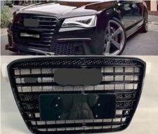 for Audi A8 D4 S8 2010-2014 W12 S8 Style Front Grille Mesh Grill Camera Hole